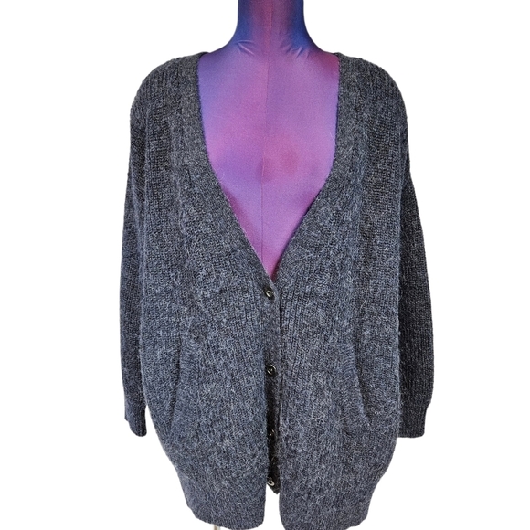Free People Blue Gorpcore Oversized Button Up Mohair Cardigan Size XS Women - Picture 10 of 10